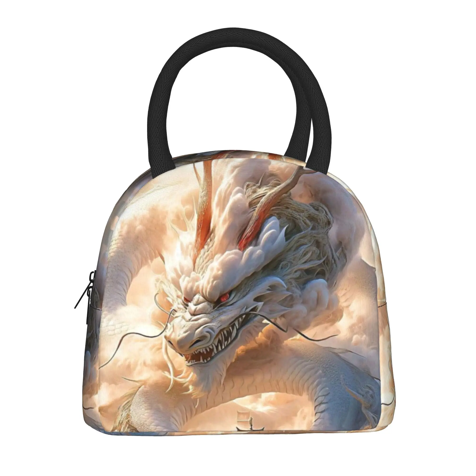 Back to school season  Portable Food Pouch Dragon Cloud Temple Large Capacity Super Quality Multi-Function Solid Lunch Bag