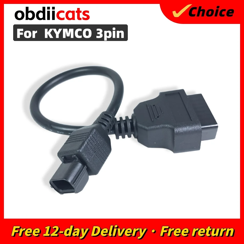 

For KYMCO 3Pin Motocycles Cable For Kymco 3Pin To 16Pin Autocycle OBD2 Adaptors OBD2 Diagnostic Cable Extension Connectors