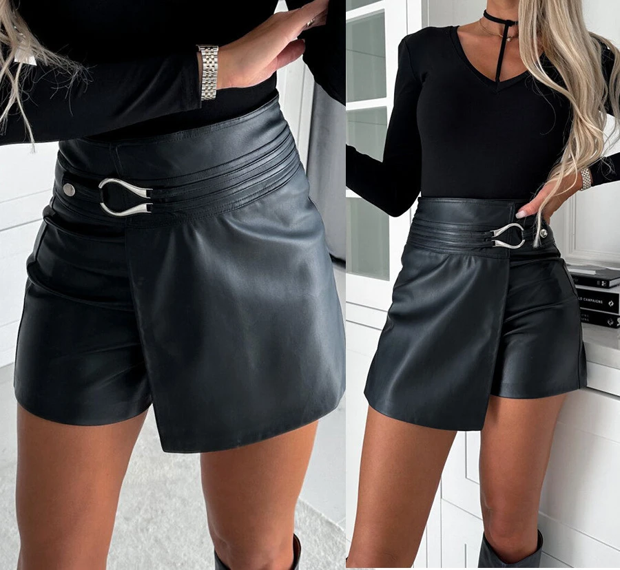 Women's Short Leather Trousers Summer Autumn 2024 New Casual and Fashionable Versatile Y2k Half Pants for Female Streetwear