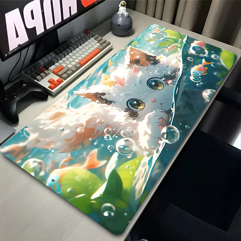 

Mouse Pad Office Gaming Laptop Green Plants Desk Mat Anime Flower Cat Mousepad Gamer Mouse Mat Computer Accessories Keyboard Pad