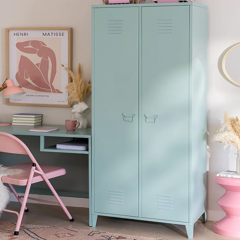 

Modern wardrobe wrought iron household bedroom children's wardrobe modern metal steel large capacity storage large wardrobe