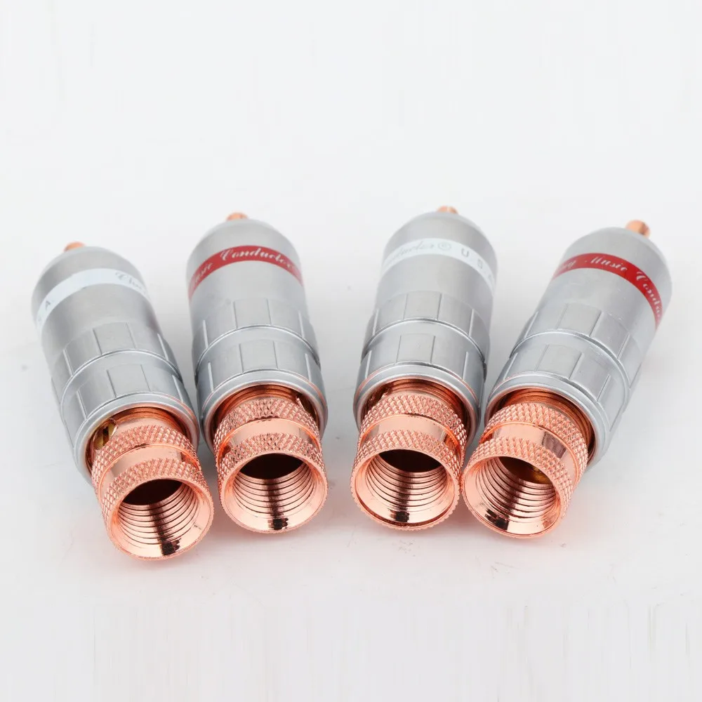 Red Copper Plated RCA Plug Audio Video Cable Adapter Solders Interconnection Signal Line Connector