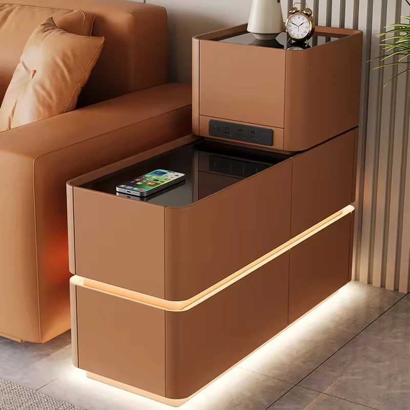 أريكة خزانة جانبية فاخرة طاولة بجانب السرير الذكية لغرفة النوم خزانة تخزين متعددة الوظائف لغرفة النوم وغرفة المعيشة