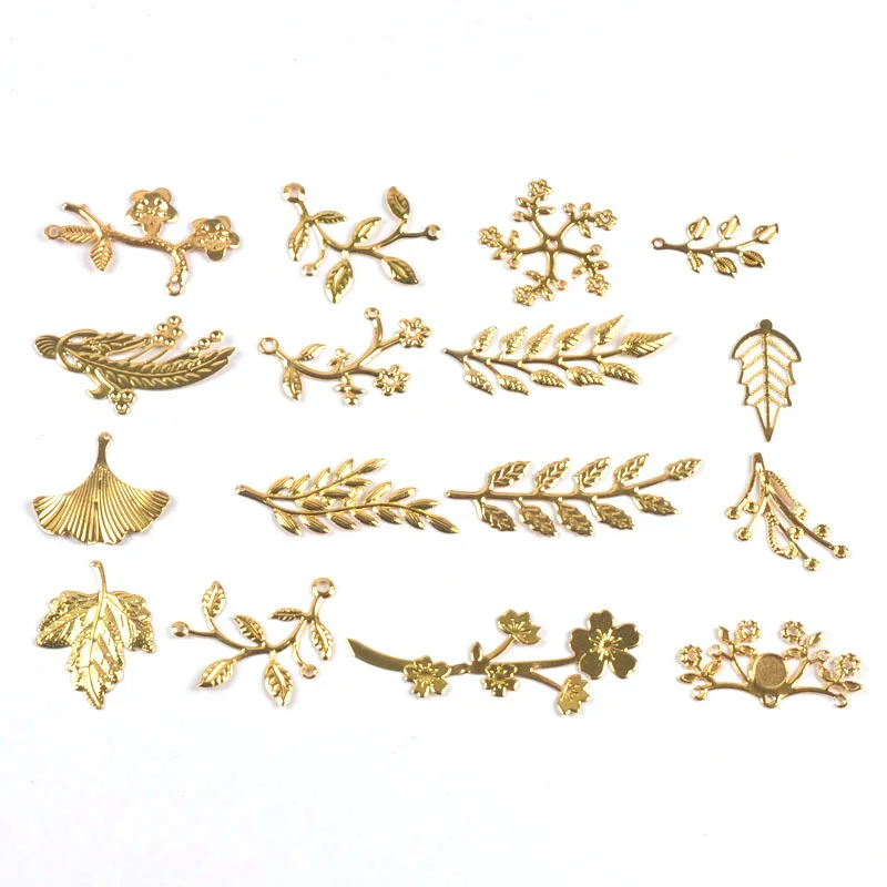 Mixed Gold Leaf Filigree Wraps Metal Crafts Connectors For Making Jewelry Accessories DIY Scrapbook Handicraft Home Decor yk0912