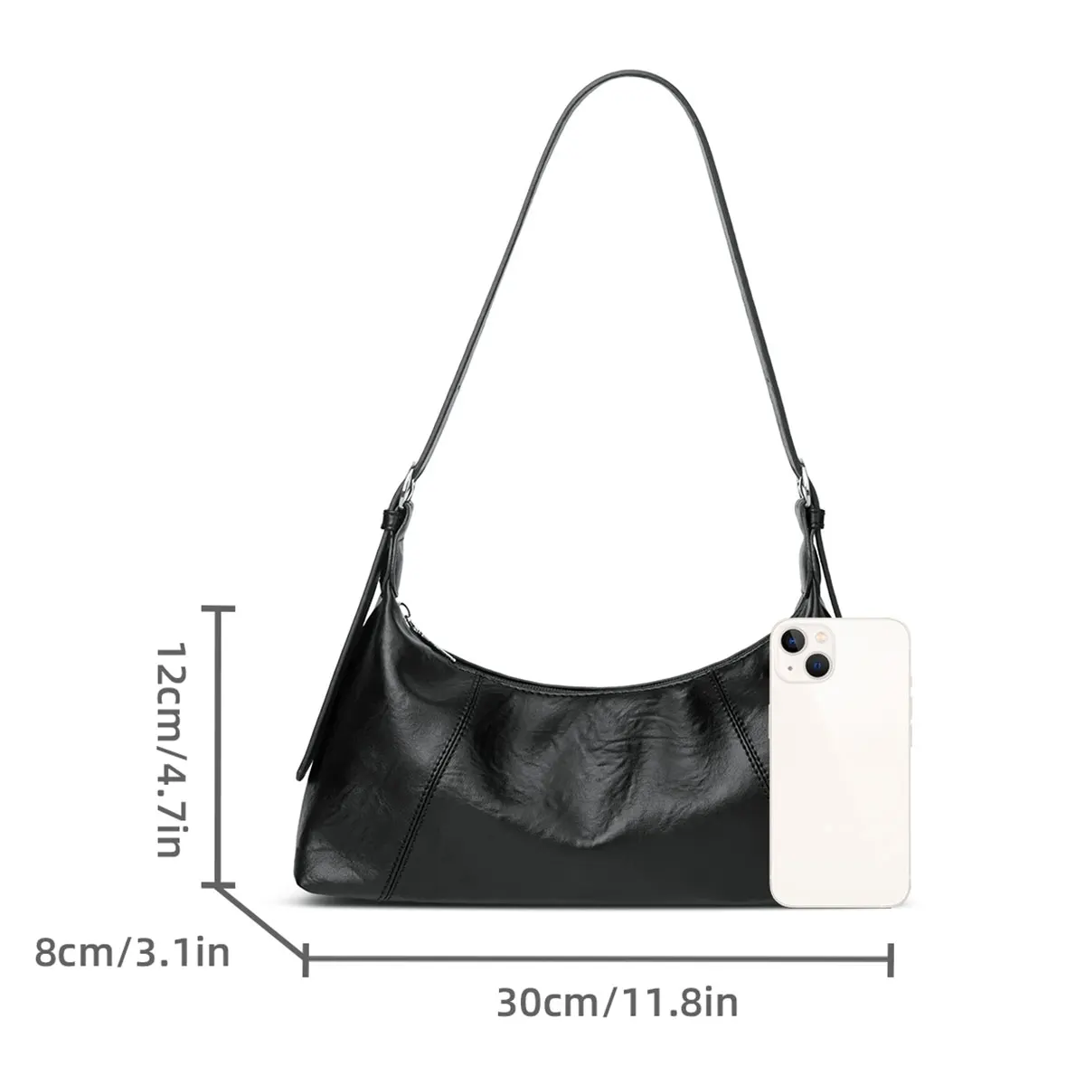 Schultertasche, europäischer und amerikanischer Retro-Stil, modisch und schlicht, Baguette-Tasche zum Tragen unter dem Arm. – Detail 3