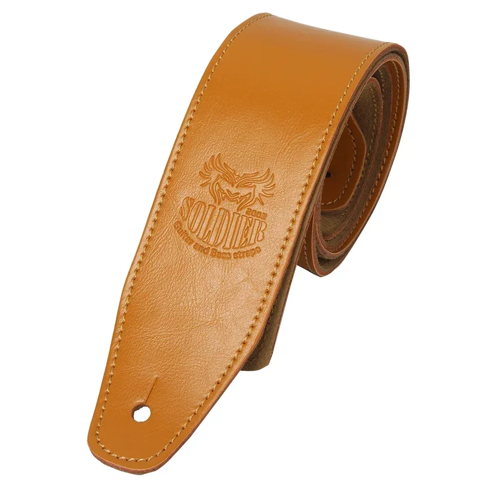 Soldier Genuine Cow Leather Cowhide Soft Durable Guitar Strap Acoustic Electric Guitar Strap Bass Strap Adjustable Guitar Belt