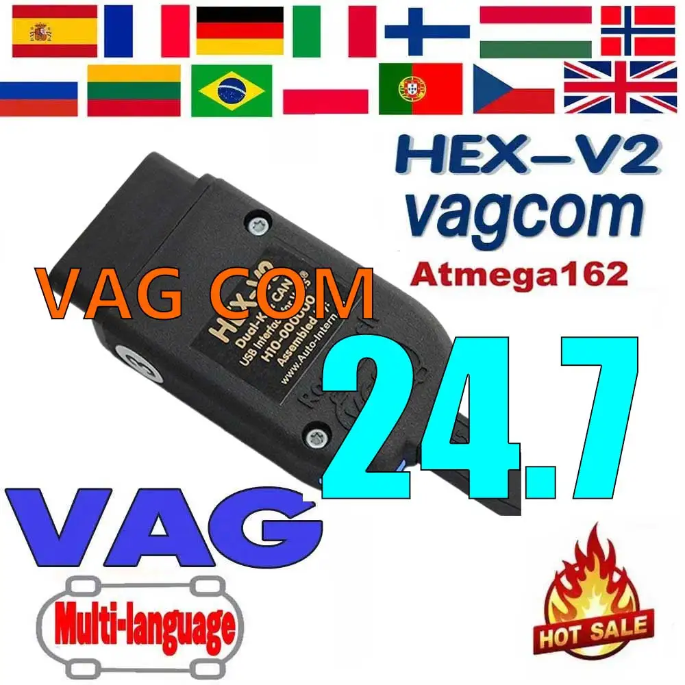 VAGCOM 24.7 VAG COM Popular Vcds 2024 Francais Hex V2 FOR VW for AUDI Skoda Seat V24.7 English French ATMEGA162+16V8+FT232RQ