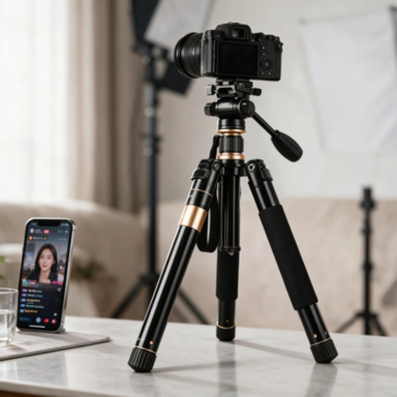 Portable Travel Tripod with Pan Tilt Head Lightweight Phone Support Bracket for DSLR Camera Holder Video Photography Accessories