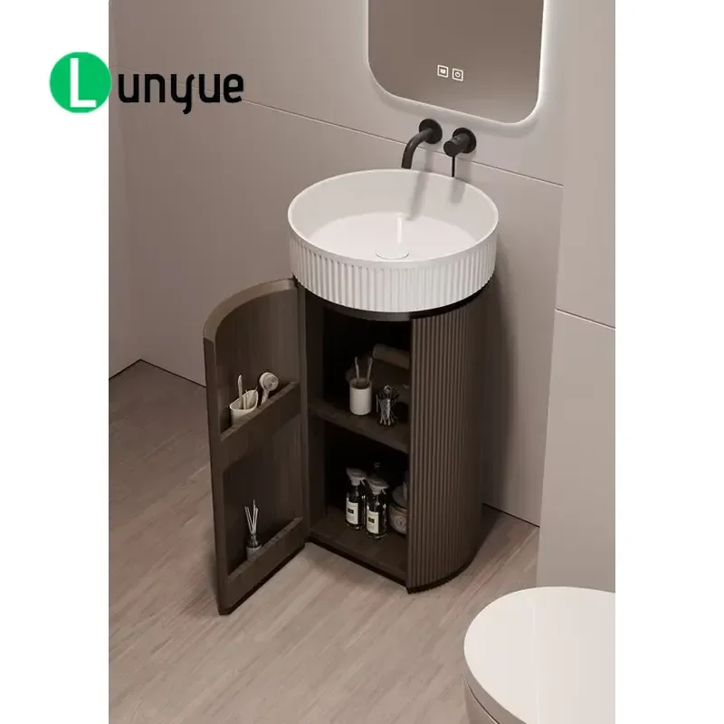 Multi-colored Groove Independent Column Sink Vertical Corrugated Matte Integrated Wash Basin for Modern Bathroom Vanity Decor