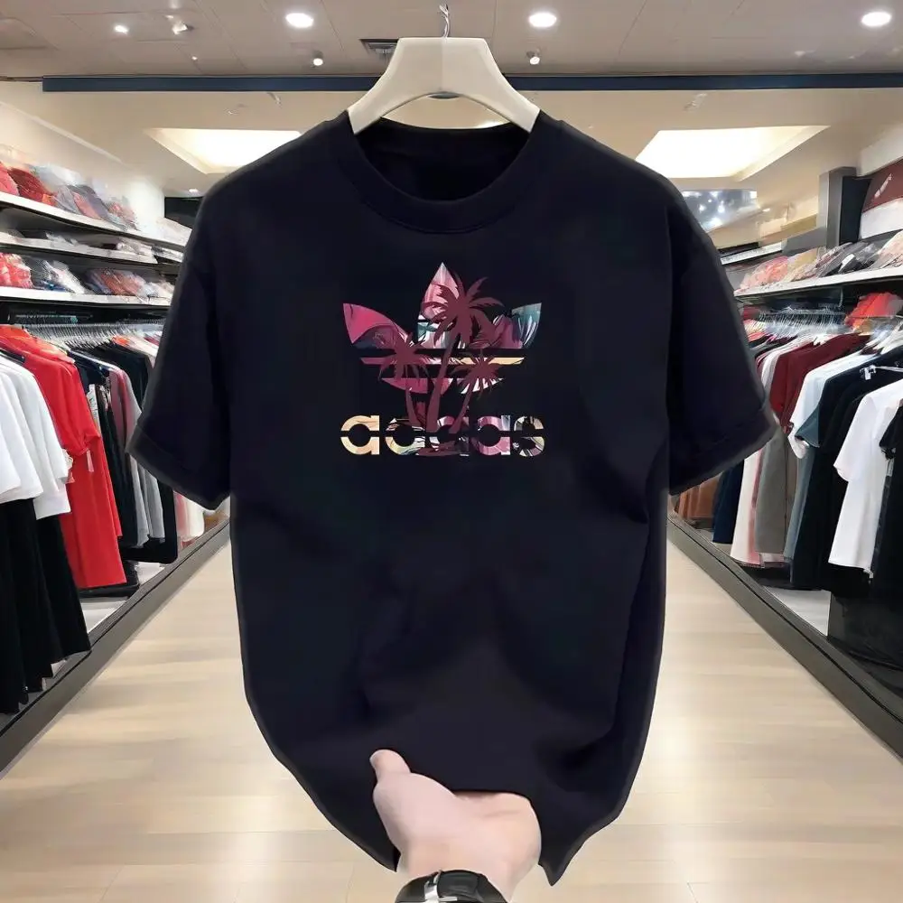 

2025 американская футболка с короткими рукавами и принтом в стиле ретро, мужской и женский свободный и универсальный спортивный удобный топ