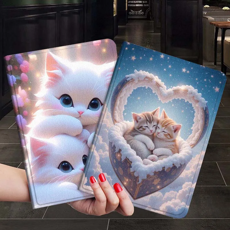 

Cute White Cat Hug Gift For Xiaoxin Lenovo Tab P12 Extreme Legion Y900 Idea Pro GT 12.1 2025 Foldable Tablet Case