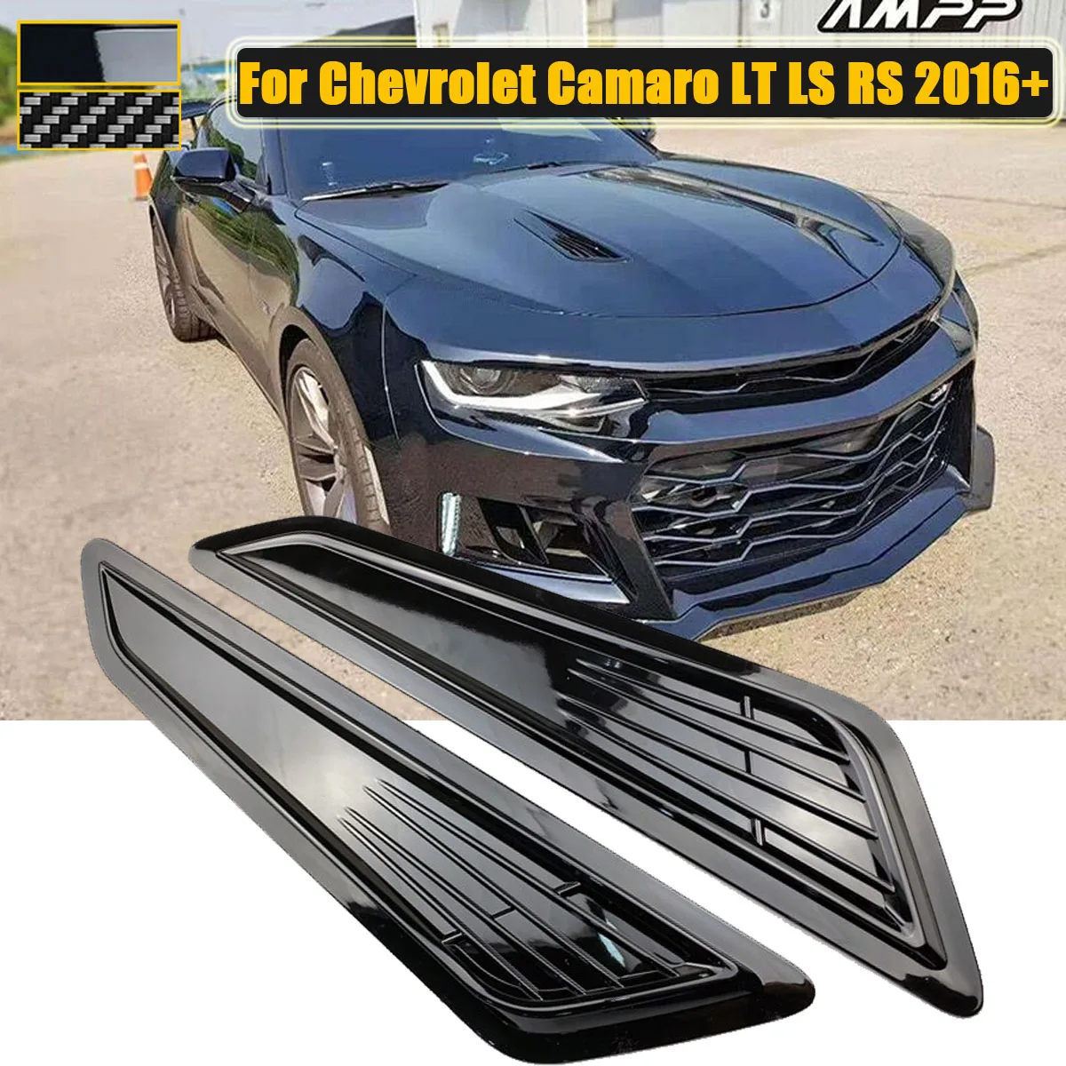 For Chevrolet Chevy Camaro LT LS RS Front Bonnet Hood Air Vent Scoop Cover Sticker Decoration Trim 2016-2021 Car Accessories