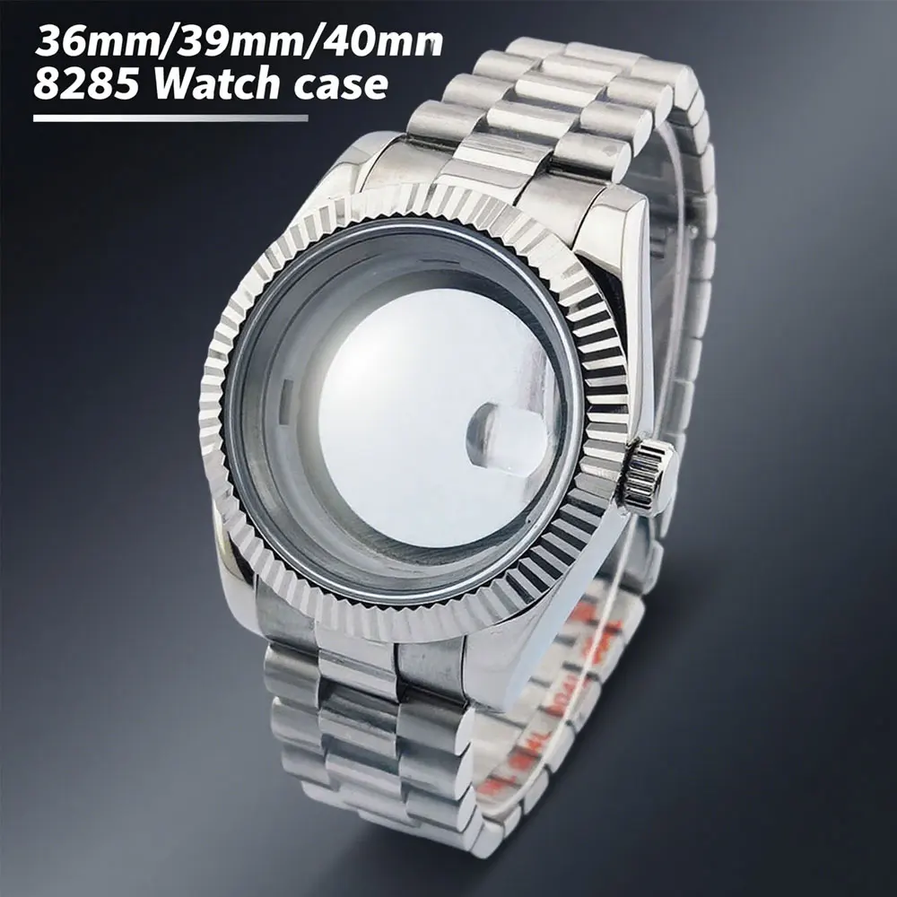 36/39/40mm men's watch case made of 8285 stainless steel and sapphire glass is suitable for Miyota8285 watch accessories