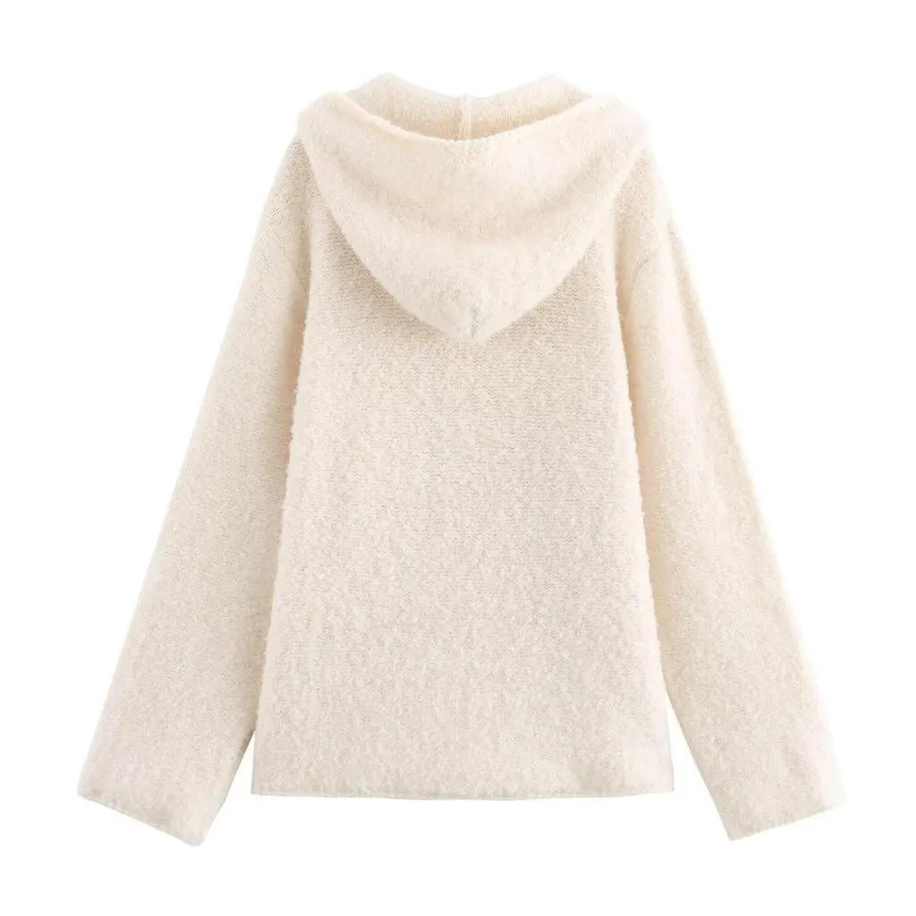 

Женский вязаный кардиган из смесовой шерсти с капюшоном, свитер, пальто, осень-зима, европейско-американский стиль, пряжка, ленивая новинка