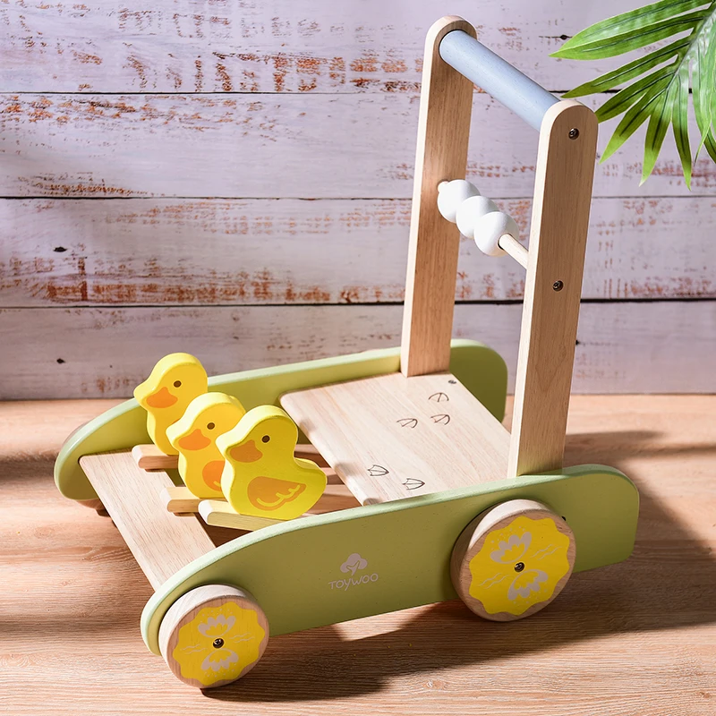 Madeira Finja Jogar Pato Baby Walker para Crianças, Brinquedos Infantis Pré-Escolar