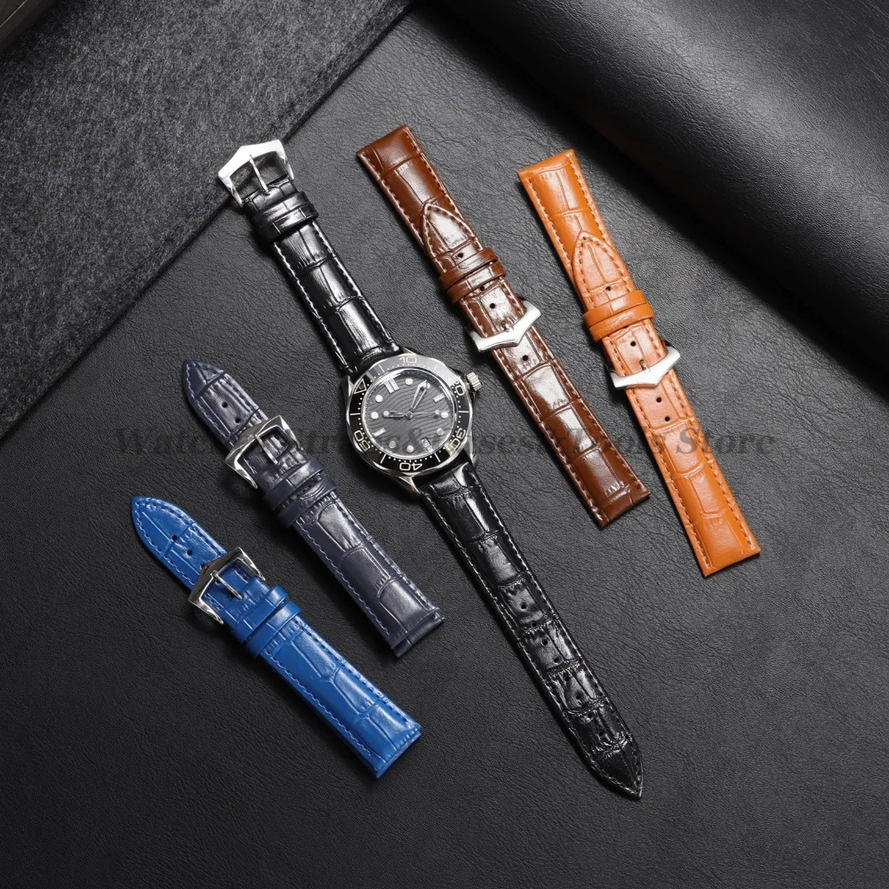 Calfskin Crocodile Pattern Leather Watchband 14mm 16mm 18mm 20mm 22mm for Huawei for Samsung Watch for Men Women Universal Strap view 3
