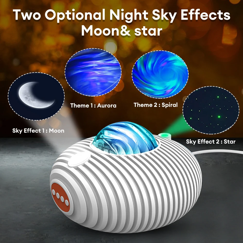 LED Aurora Galaxy Projector Night Lamp Bluetooth Music Speaker USB Remote Control White Noise Starry Projection Lamp for Sleep