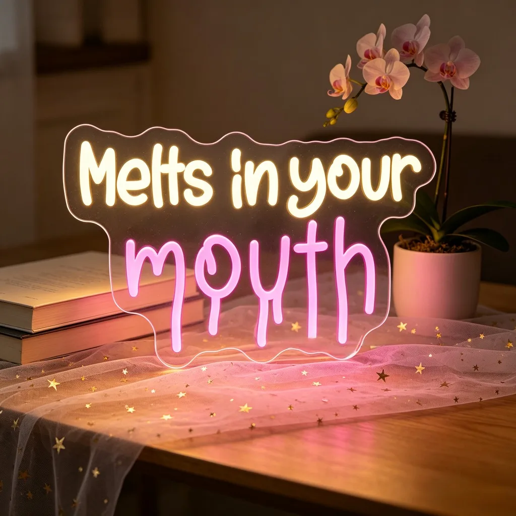 

Melts in Your Mouth LED Neon Light for Wall Decor USB Dimmable Neon Sign for Bedroom Living Room Wall Art Coffee Shop Home Gift