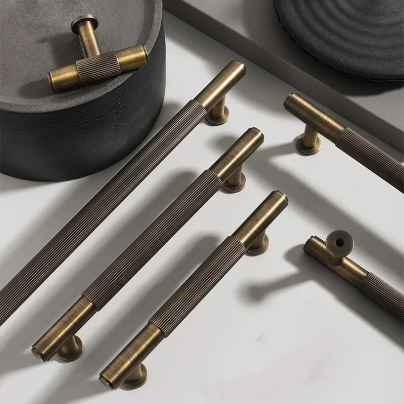 Antique Brass Stripe Handles Kitchen Cabinet Storage Handles Drawers Knobs Wardrobe Closet Pull Furniture Kitchen Accessories