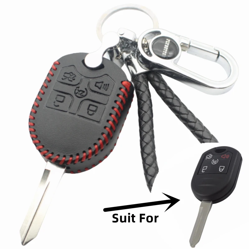 FLYBETTER In Vera Pelle 5 Tasto Chiave A Distanza Della Copertura di Caso Per Ford Explorer/Bordo/Fuga/Ranger/E150 /F350/F550/E250/E350 (B) l16