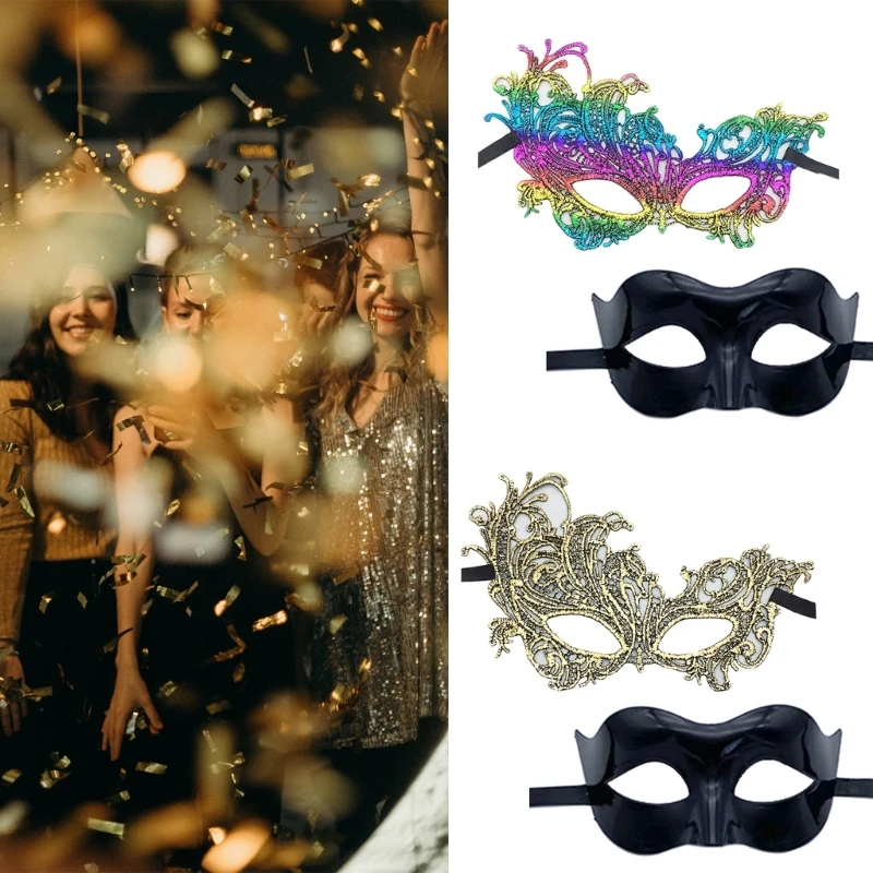2 szt. Damskie koronkowe maska na oczy męskie maskarady maska impreza z okazji Halloween maska półmaska balu na maska na Mardi Gras weneckie