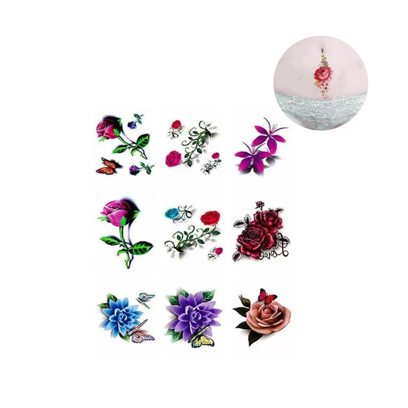 

20Sheets Waterproof Tattoo Temporary Flower Butterfly Stickers For Women Fashion Art Sexy Removable Men Body Sticker