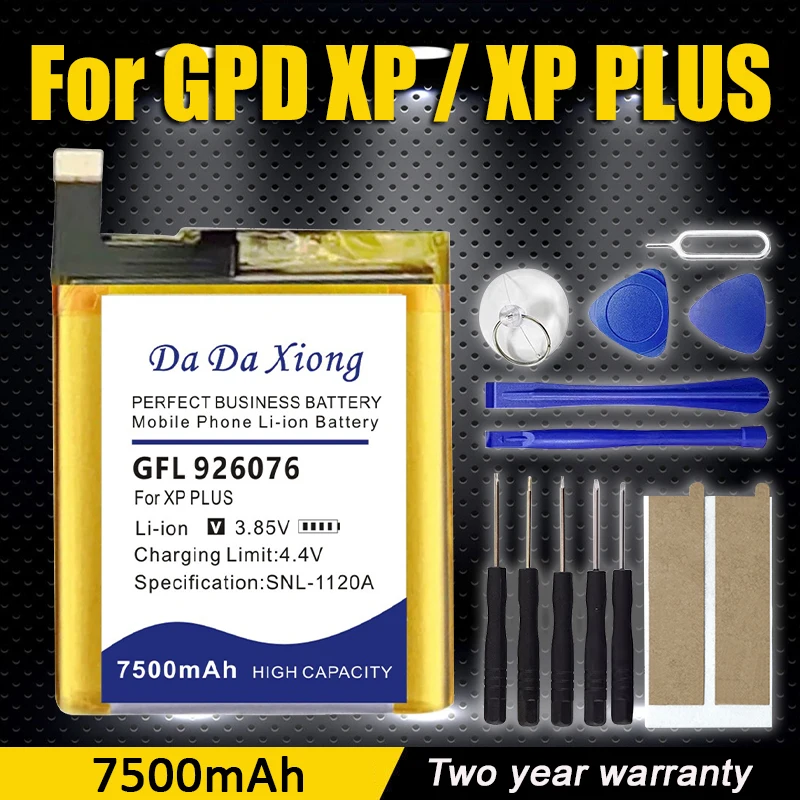 

Сменные аккумуляторы DaDaXiong, аккумулятор 7500 мАч для GPD XP/XP PLUS GFL 926076, 7500 мАч + инструменты