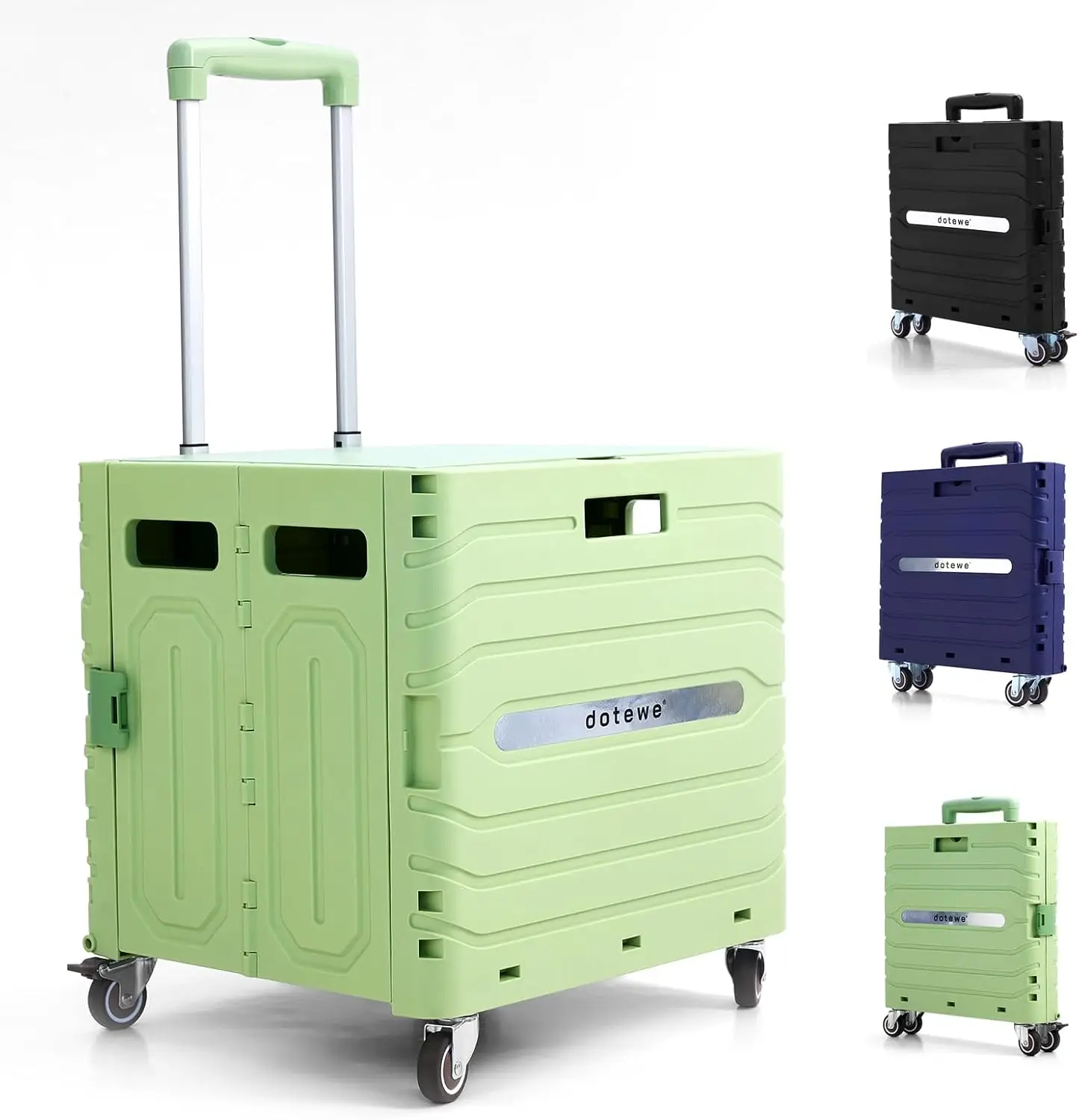 

Foldable Utility Cart with Lid & Wheels for Grocery, Garden, Office Storage - Green