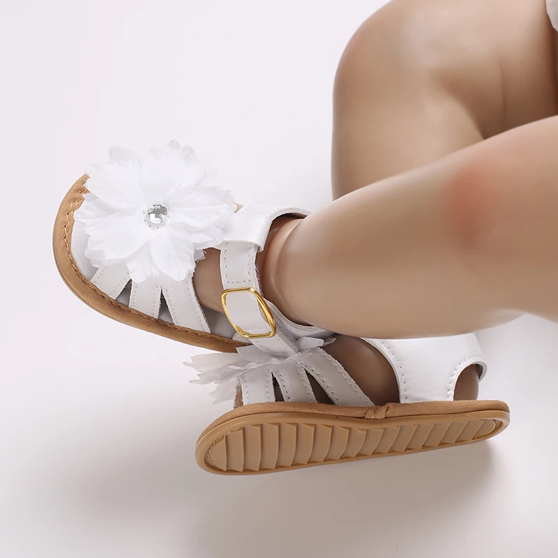 Sandales d'été pour bébés, l'offre elles en caoutchouc anti-aldes, chaussures florales pour bébés, première paire de chaussures princesse respirantes pour la marche