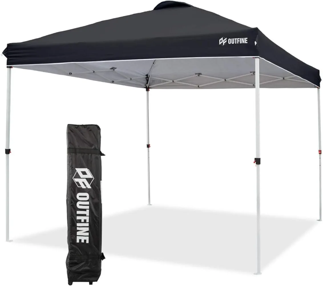 

OUTFINE Pop-up Canopy 10x10 Patio Tent Instant Gazebo Canopy with Wheeled Bag,Canopy Sandbags x4,Tent Stakesx8 (Black, 10 *10FT)