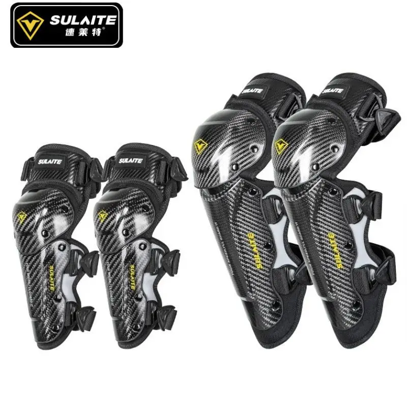 Sulaite Carbon Fiber Motorcycle Knee Pads CE Approval Motocross Knee Protector Guard MTB Moto Elbow Pads Knee Brace Support