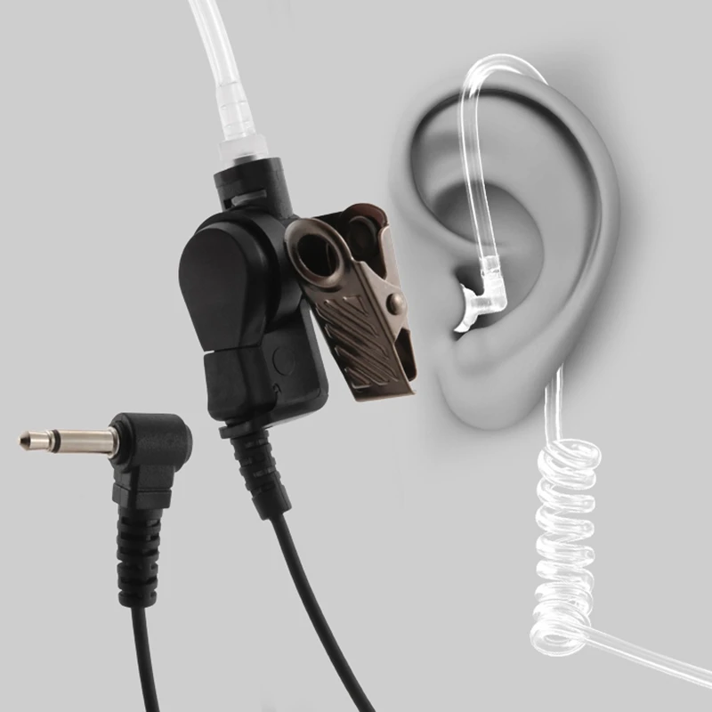 3.5Mm Police Listen Only Acoustic Tube Earpiece With One Pair Medium Earmolds For Speaker Mics