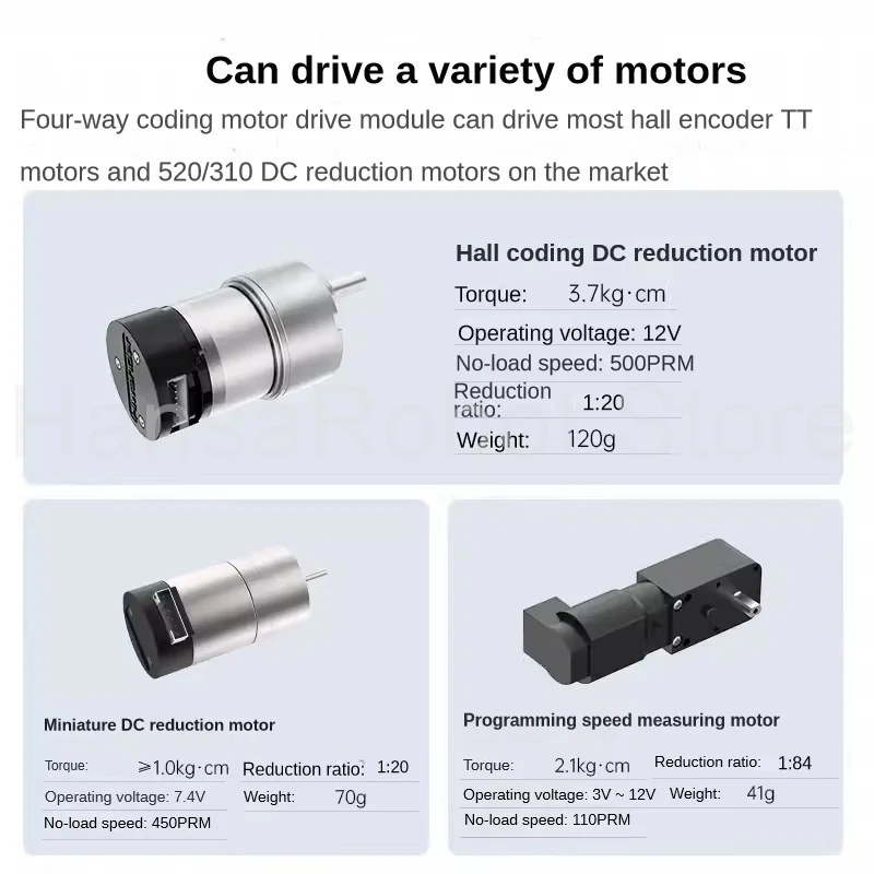 4 Way Encoded Motor Drive Module Onboard Voltage Stabilizing Circuit Motor Control Smart Car Dedicated To Diy Electric