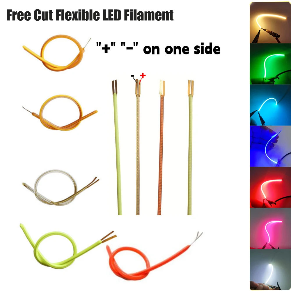 Free Cut Flexible LED Filament for LED Bulb DC 3V 25-300mm Lamp Accessories COB LED Diode DIY Parts White Red Ice-Blue 2700K