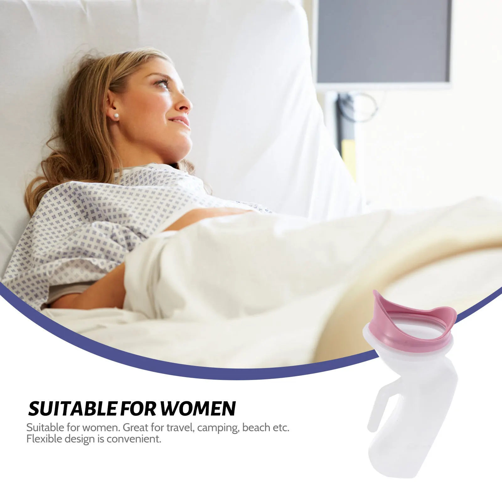 

1Pcs Soft Mouth Female Urinal Bottle Portable ABS Material for Travel Camping Beach Home Hospital Use White Pink