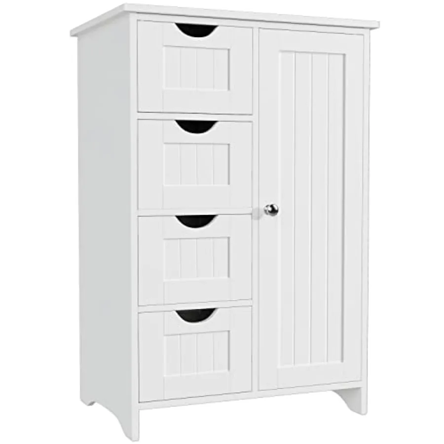 

Bathroom Storage Cabinet, Side Free Standing Organizer with Large Space and Adjustable Shelves, Home Office Furniture for Multi