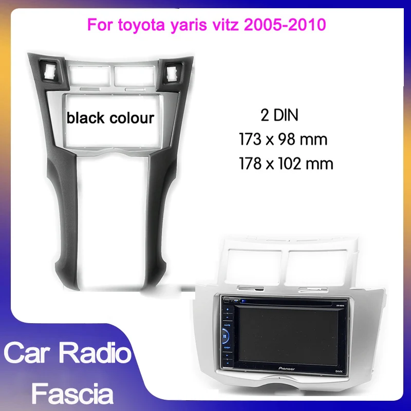 

car Radio Fascia Car Refitting Frame Panel DVD Player Bezel For Toyota Yaris Vitz Platz 2005-2011 silver colour car radio panel