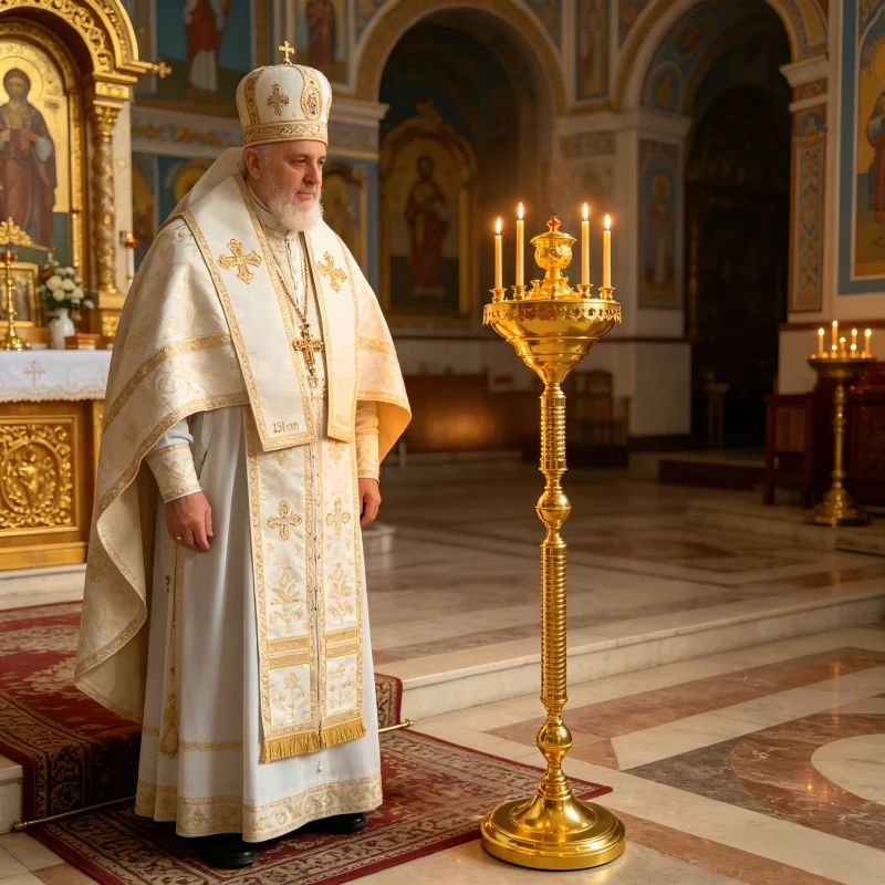 120cm Luxury Gold Plated 20-Candle Church Floor Candle Holder for Orthodox Catholic Liturgy Altar Christian Religious Decor Gift