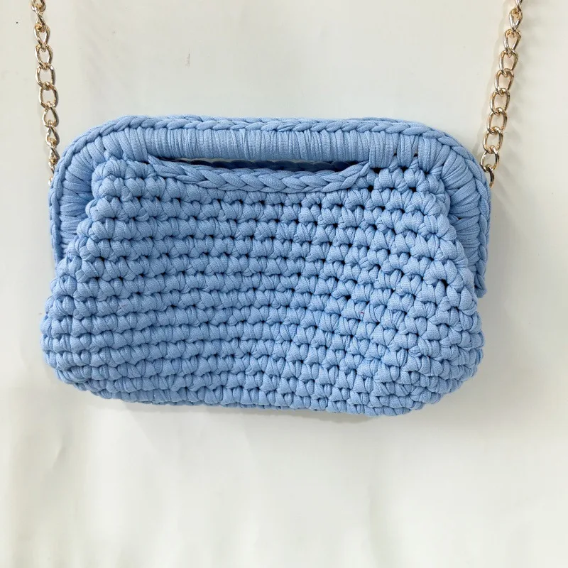 Summer Bright Color Handmade Crocheted  Knitted Clutch Bag Simple Versatile Crochet Clip Bag Armpit Chain Tote Cloud Bag 2026