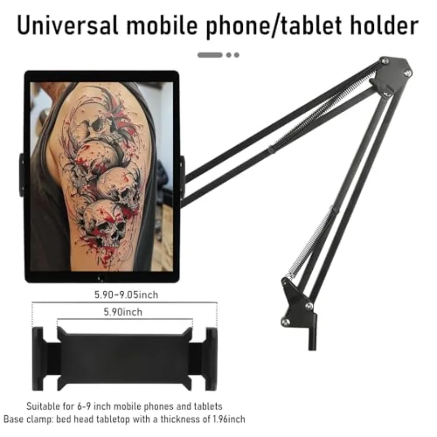 محطة عمل وشم متعددة الوظائف مع رف تخزين الصباغ بإضاءة LED متكامل وحامل لوحي وتعديل الارتفاع الهوائي