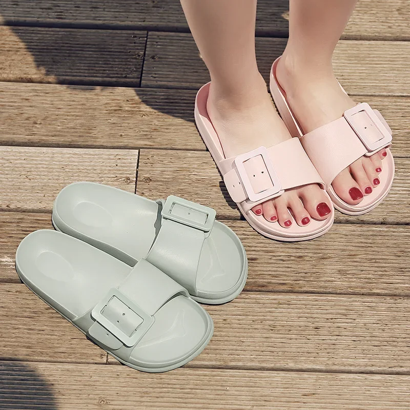 2024 New Summer Women Beach Light EVA Slipper Fashion Buckle Ladies Non-Slip Casual Outdoor Falt Sandals Female Flip Flops