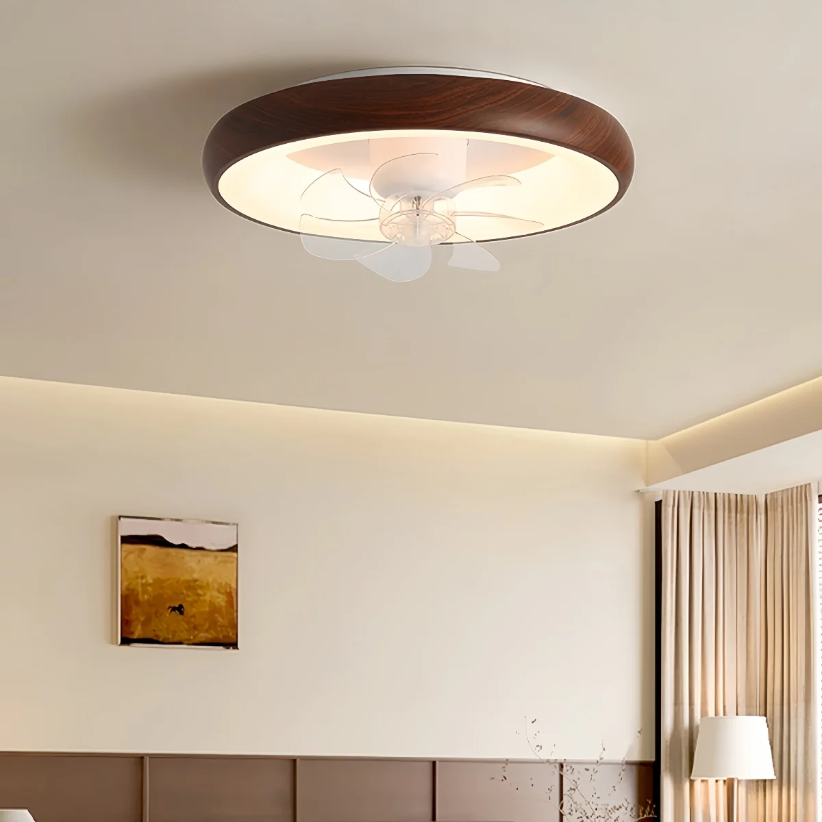 

2026 Children Room Ceiling Fan Light Full Spectrum LED Lamp Walnut For Bedroom Dining Room Study 360 Degree Oscillating Electric