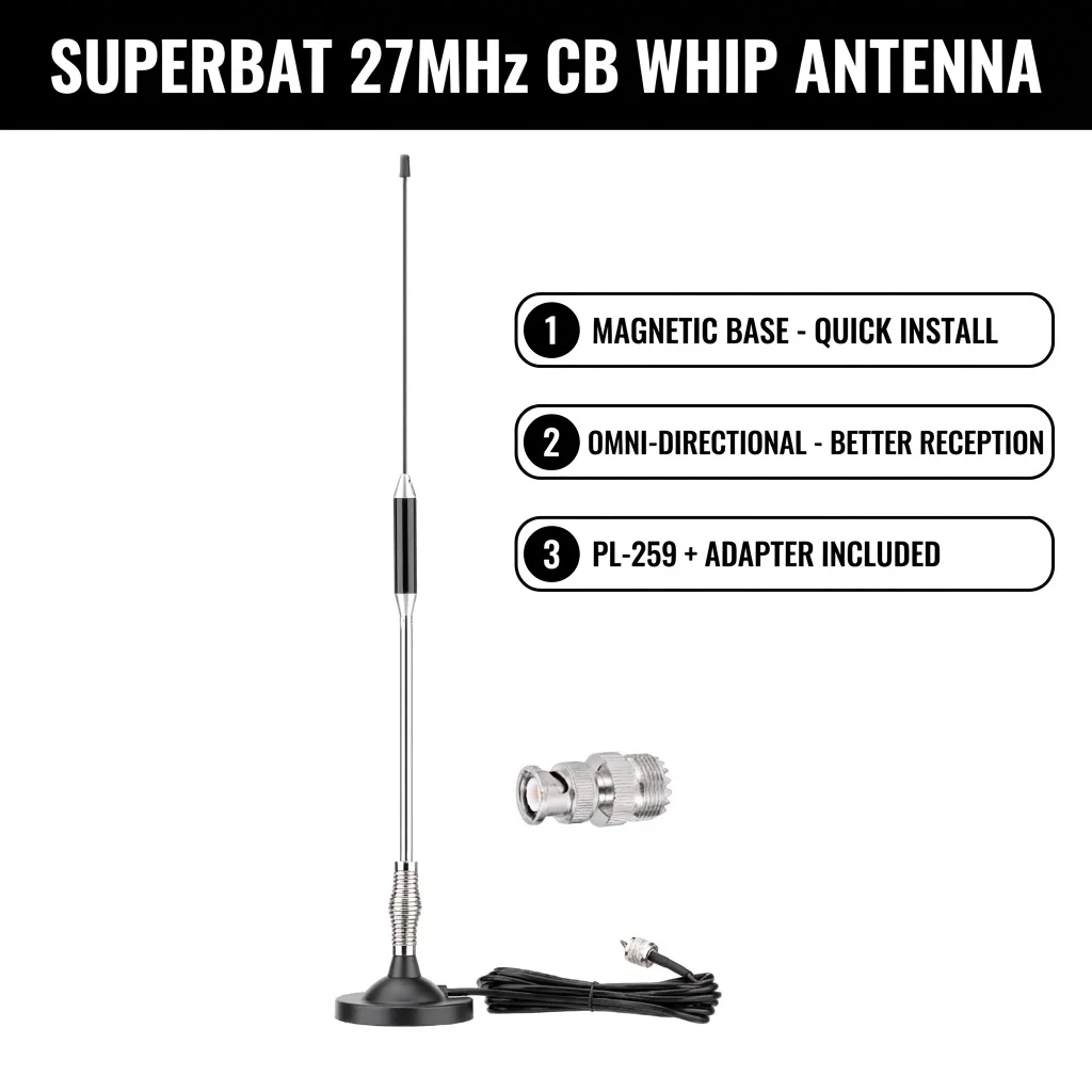

Всенаправленная магнитная антенна Superbat 27 МГц с разъемом PL-259 для мобильных и портативных CB-радиостанций