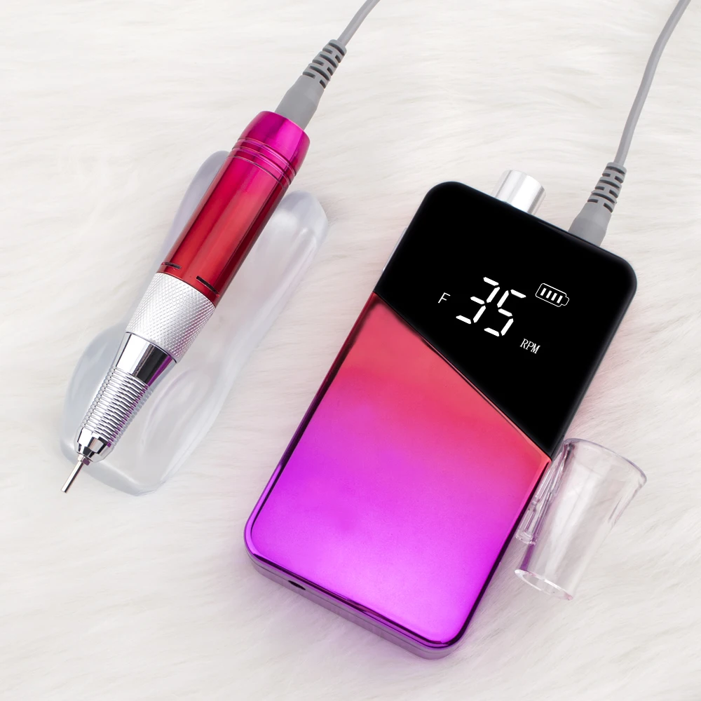 35000RPM Gradient Color Handle Rechargeable Nail Drill Portable Cordless E File Electric Nail Drill Machine Set Manicure