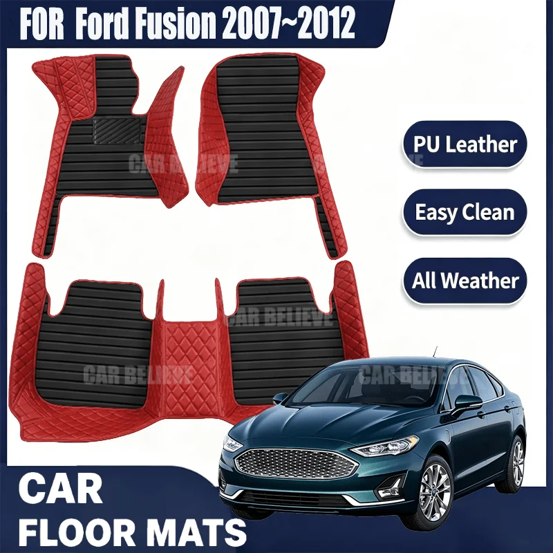 For Ford Fusion 2007~2012, simple and luxurious imitation PU leather car mats, durable, stain resistant, easy to clean