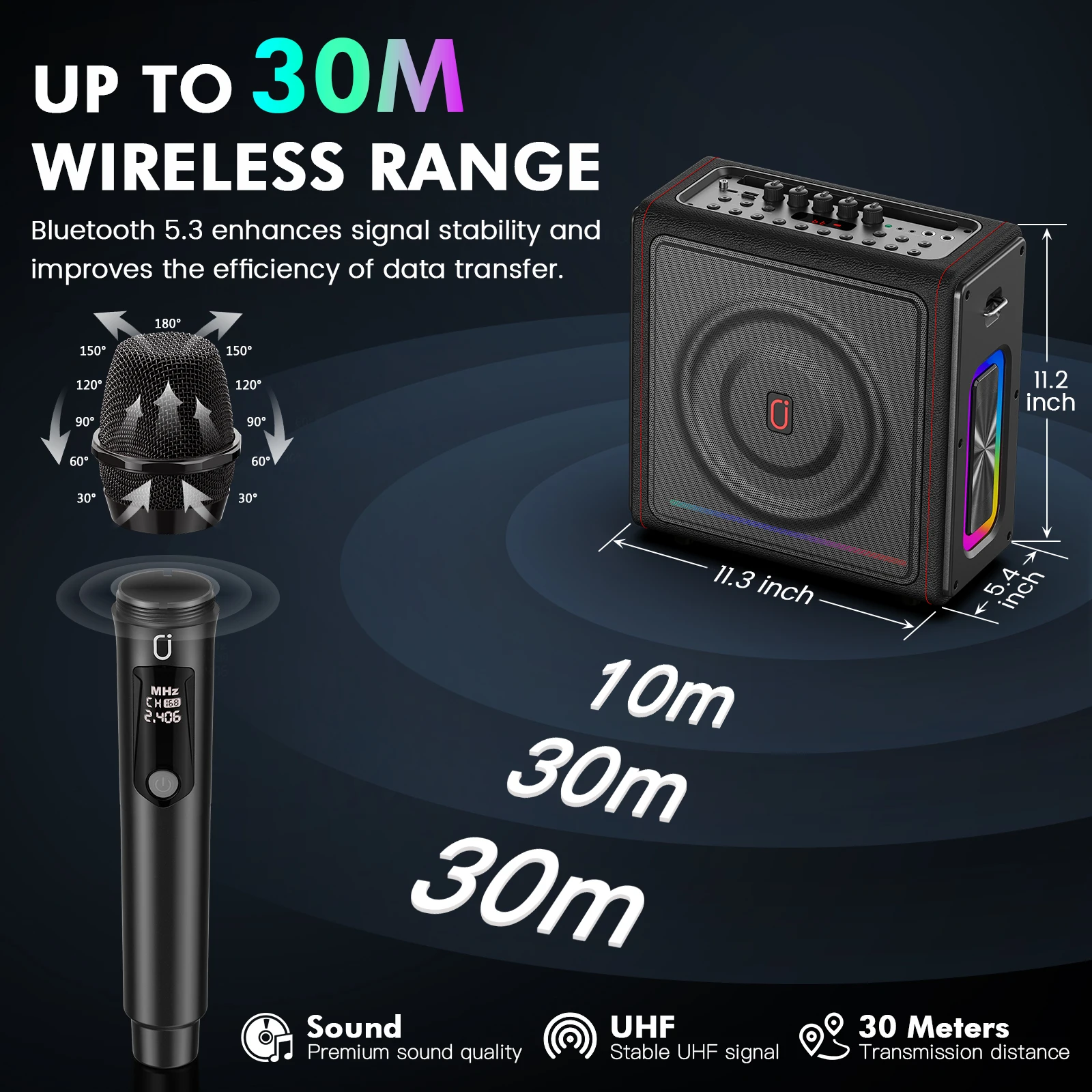 Karaoke Machine with Bluetooth 5.3 Speaker and 2 Wireless Mics