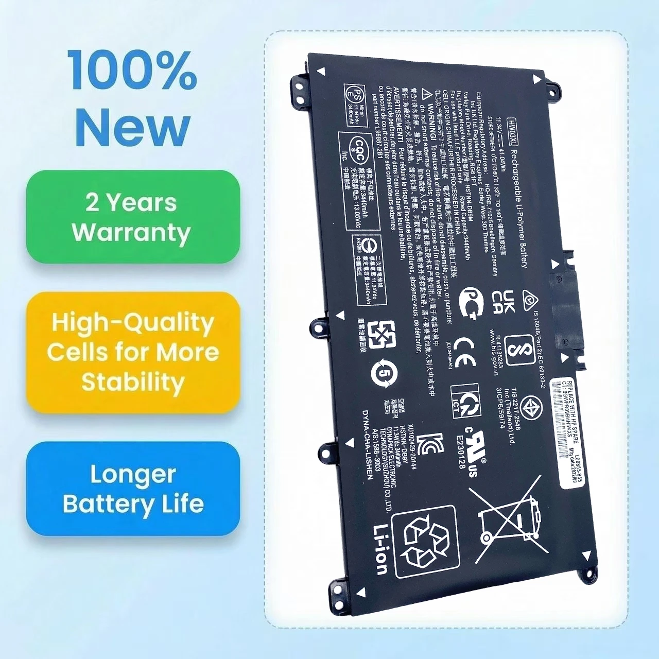HW03XL Laptop Battery 3440mAh For HP Pavilion 15-EG 15-EH 15T-EG 15Z-EH 17-CP 255 470 G8 250 G9 HSTNN-IB90 HSTNN-LB8U L97300-005