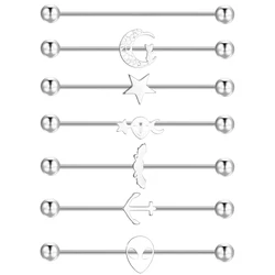 2pcs 16G Industrial Pierc Earrings Surgical Steel Industrial Barbell Cartilage Earring Body Piercing Jewelry for Women Men 40mm