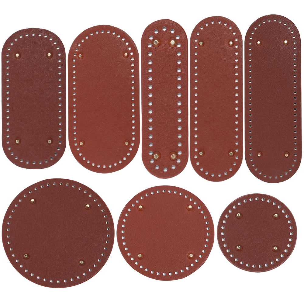 1pc Round Oval Bottom PU Leather Bag Base With Holes For DIY Home Decoration Handmade Knitted Bag Crochet Bag Bottom Accessories