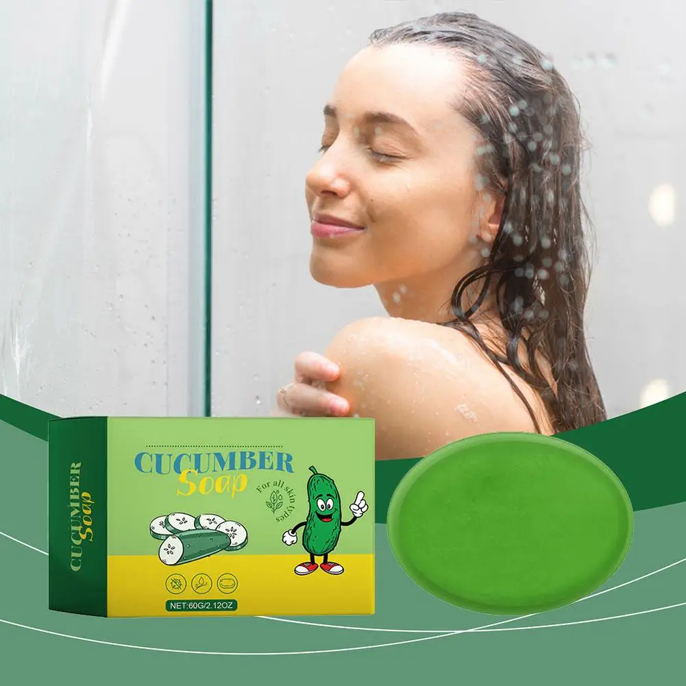 Cucumber Whitening Body Soap Reduces Fine Lines Oil Acne Spot Anti-Acne Cleanser Blackhead Control Removal Facial Moisturiz U9M8